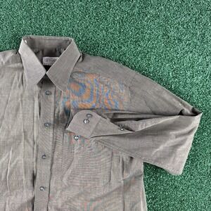 Eton Men's Long Sleeve Button Dress Shirt Size Large Brown